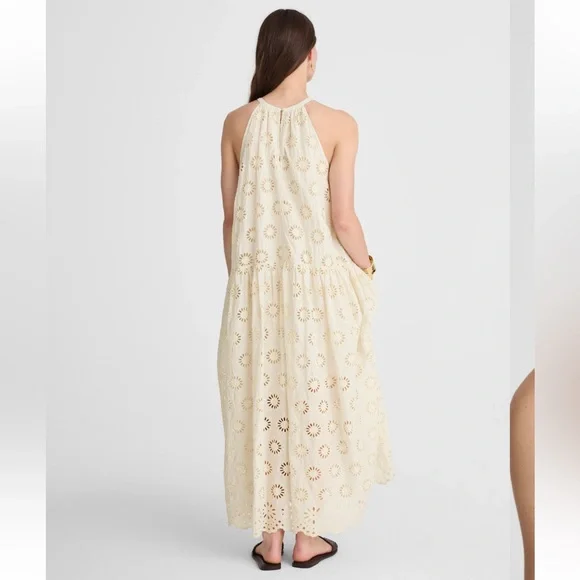 Madewell Aubriella Dress Embroidered Drop-Waist Maxi Dress Floral Eyelet XS NEW - Picture 4 of 14